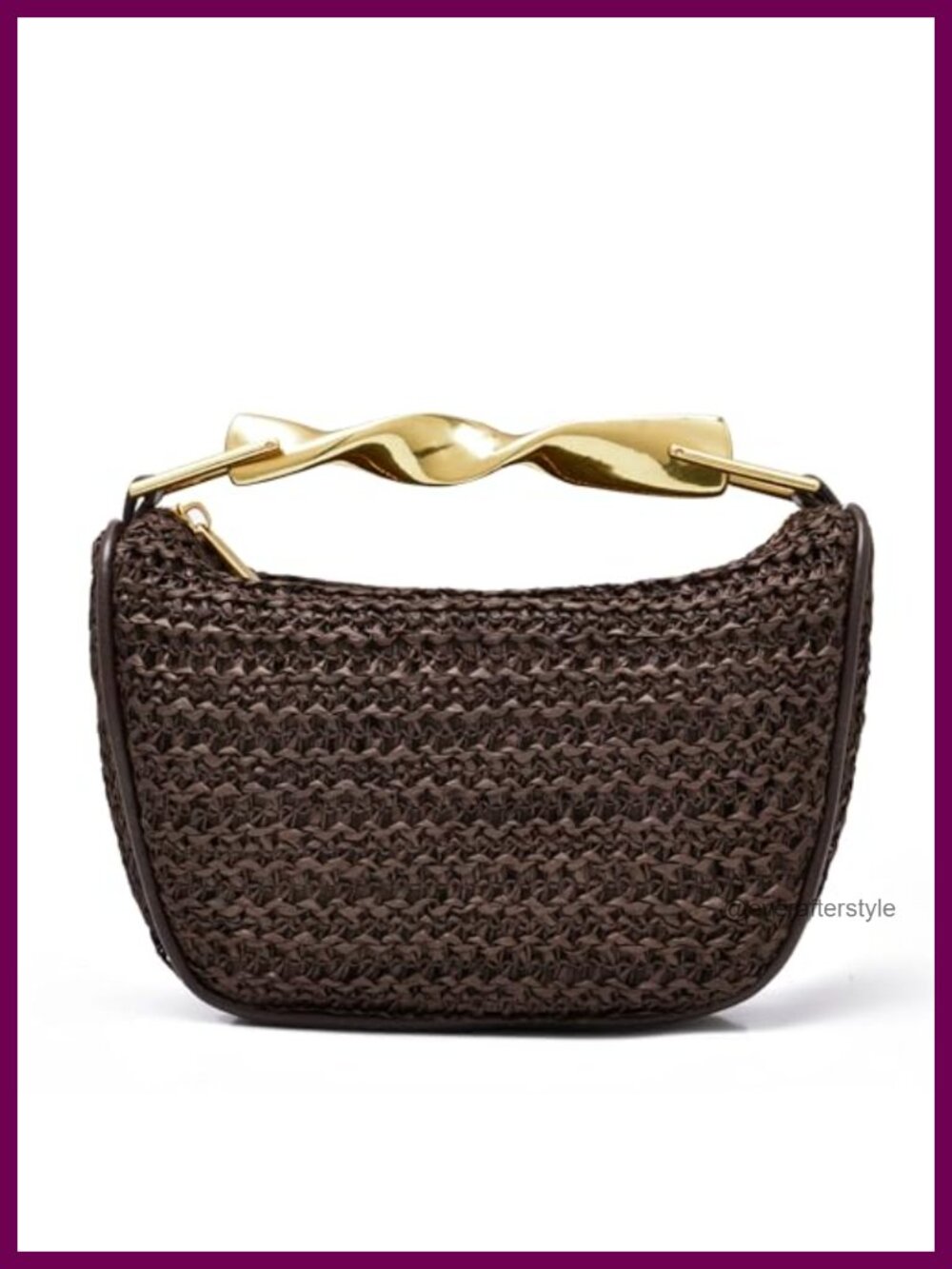 Mini Handwoven Straw Clutch Crossbody Shoulder Bag with Zipper